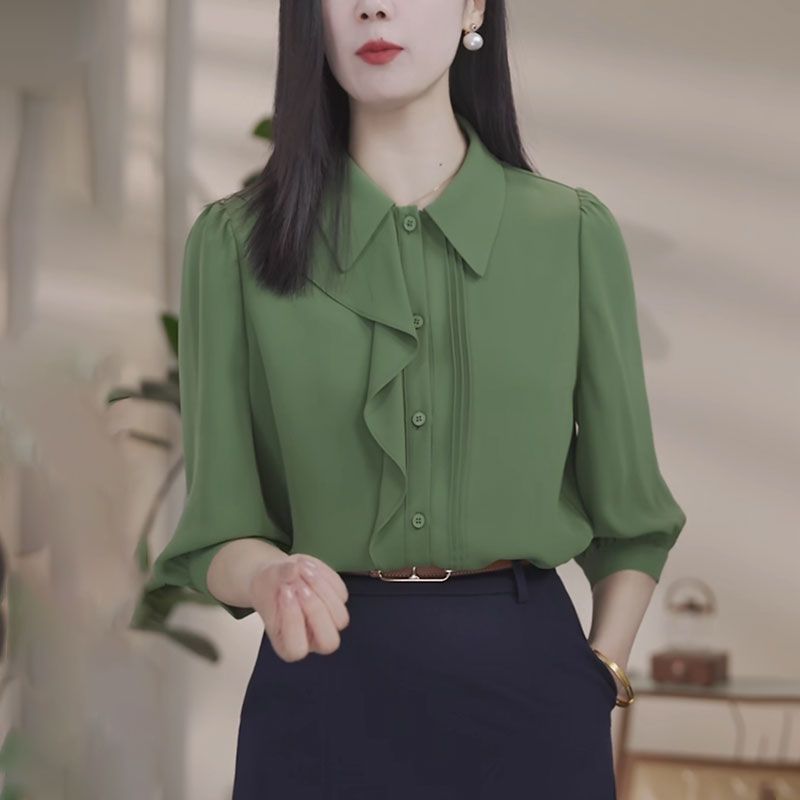 Polo Shirt Slim - Green Short Sleeve Shirt Women Summer