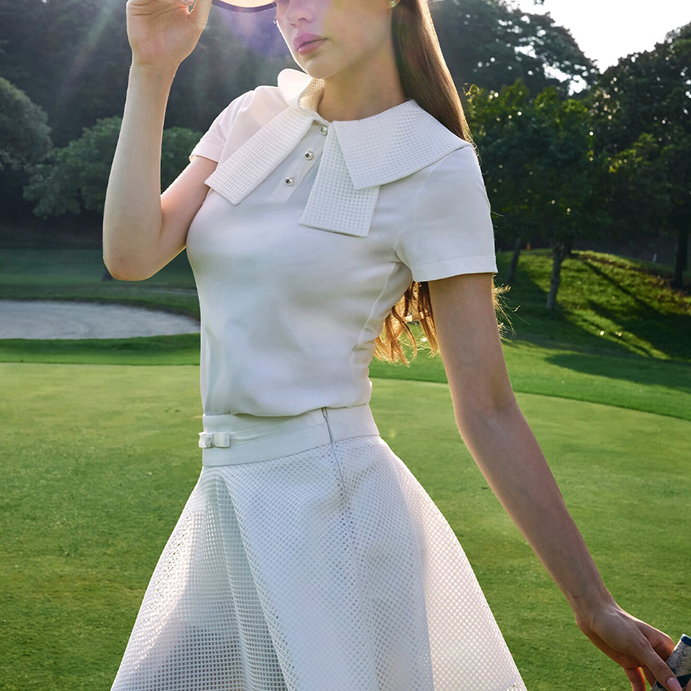 Women Golf Outfit Solid Color  - Polo Shirt Slim 评论和价格