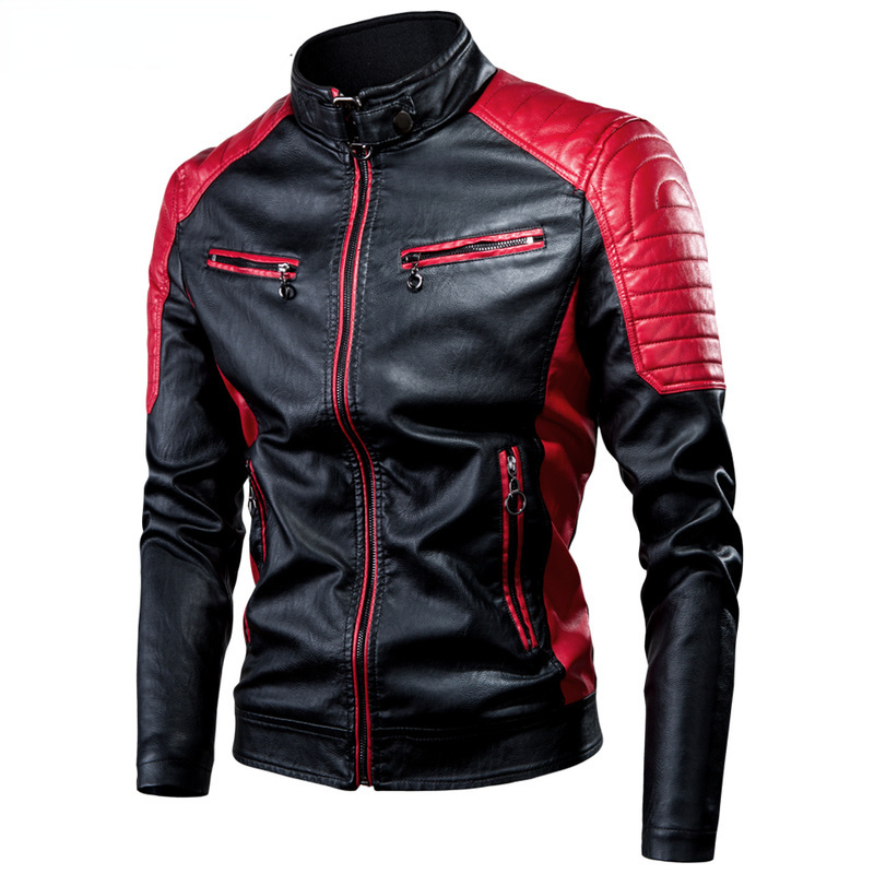 Men Motorcycle Leather Jacket  - Mens Fashion Bomber Jacket 评论和价格