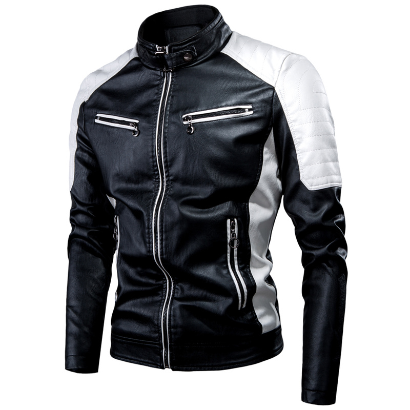 Men Motorcycle Leather Jacket  - Mens Fashion Bomber Jacket 评论和价格