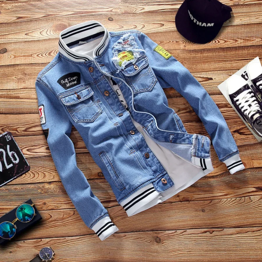 New 2026 Men's Denim Jackets F - Mens Fashion Bomber Jacket 评论和价格