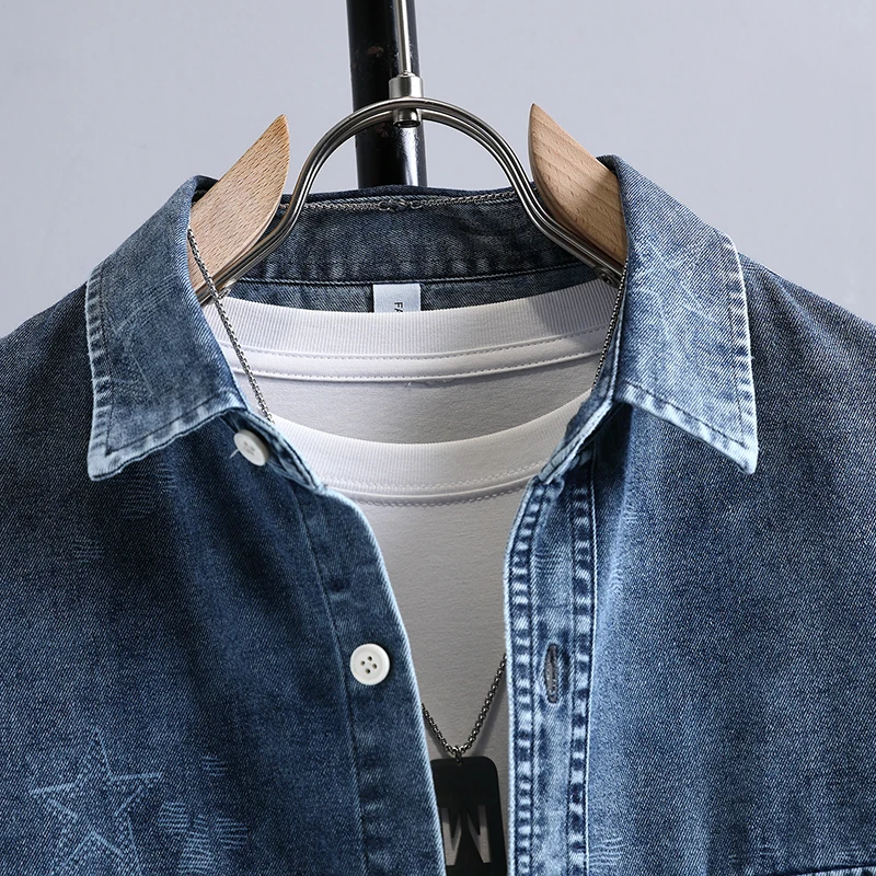 Men's Thin Denim Shirt New Sum - Mens Fashion Denim 评论和价格