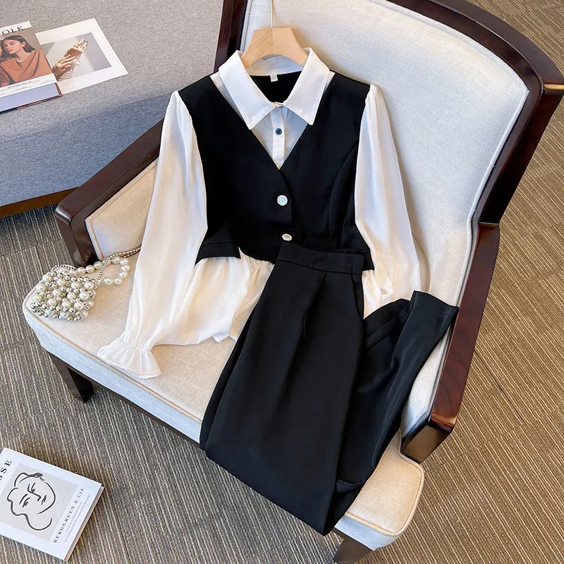 Korean Chiffon 2 Pieces Sets S - Polo Shirt Slim 评论和价格