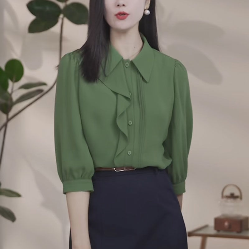 Green Short Sleeve Shirt Women - Polo Shirt Slim 评论和价格