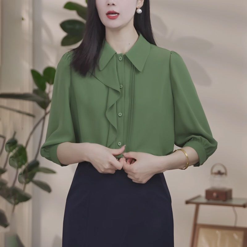 Green Short Sleeve Shirt Women - Polo Shirt Slim 评论和价格