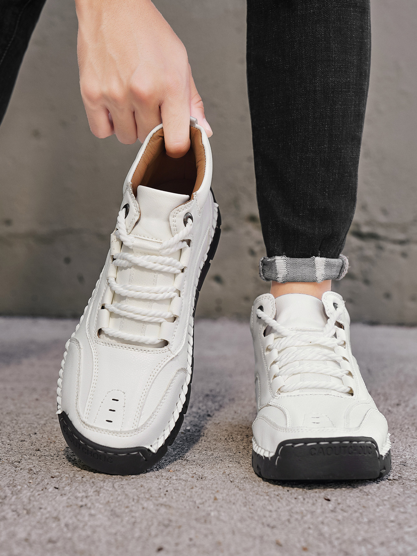 Men's Handmade Mid-Top Casual  - Men'S Fashion Hiking Boots 评论和价格