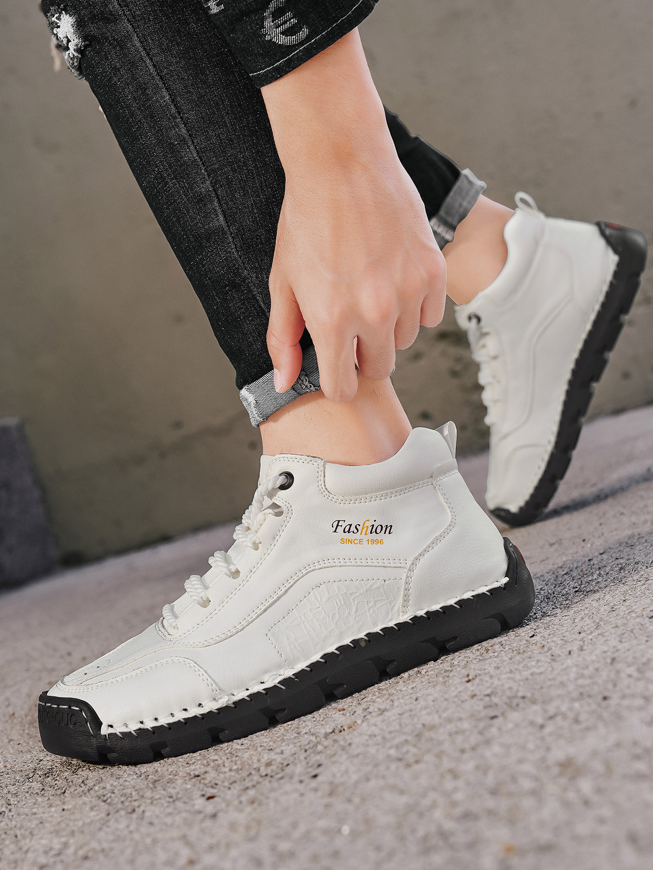 Men's Handmade Mid-Top Casual  - Men'S Fashion Hiking Boots 评论和价格