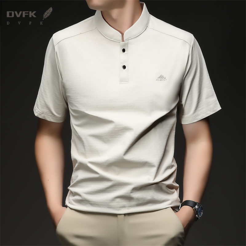 Mens Short Sleeve Mandarin Col - Polo Shirt Slim 评论和价格