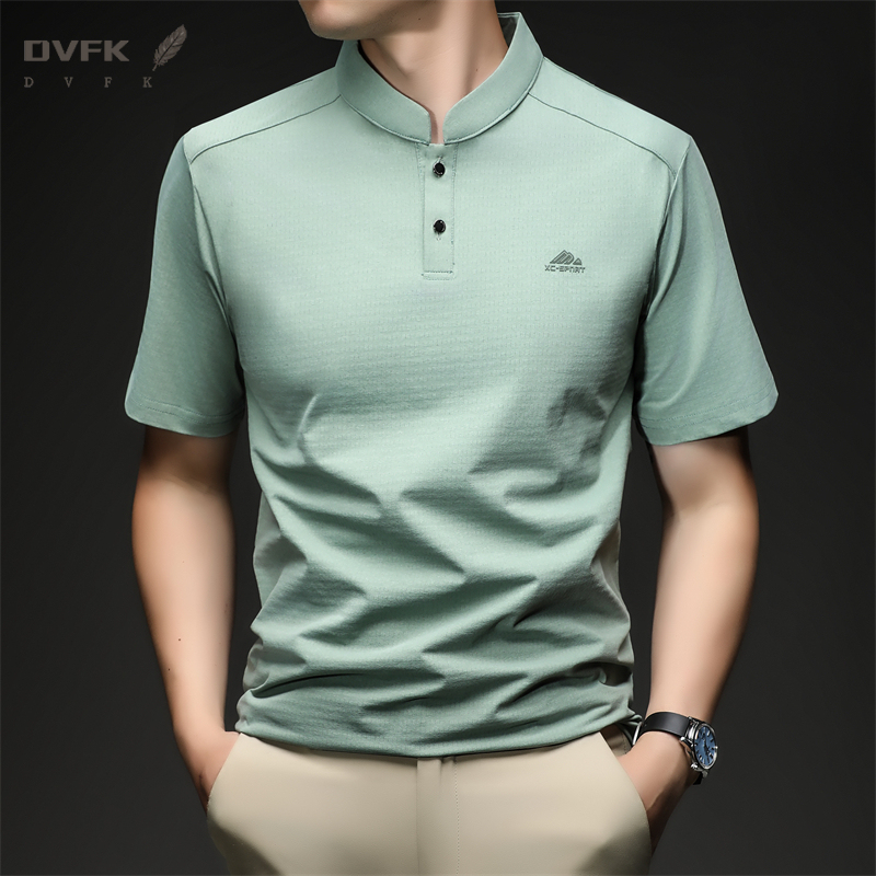 Mens Short Sleeve Mandarin Col - Polo Shirt Slim 评论和价格