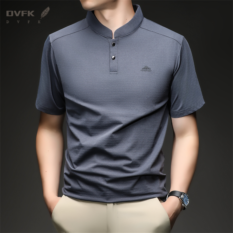 Mens Short Sleeve Mandarin Col - Polo Shirt Slim 评论和价格