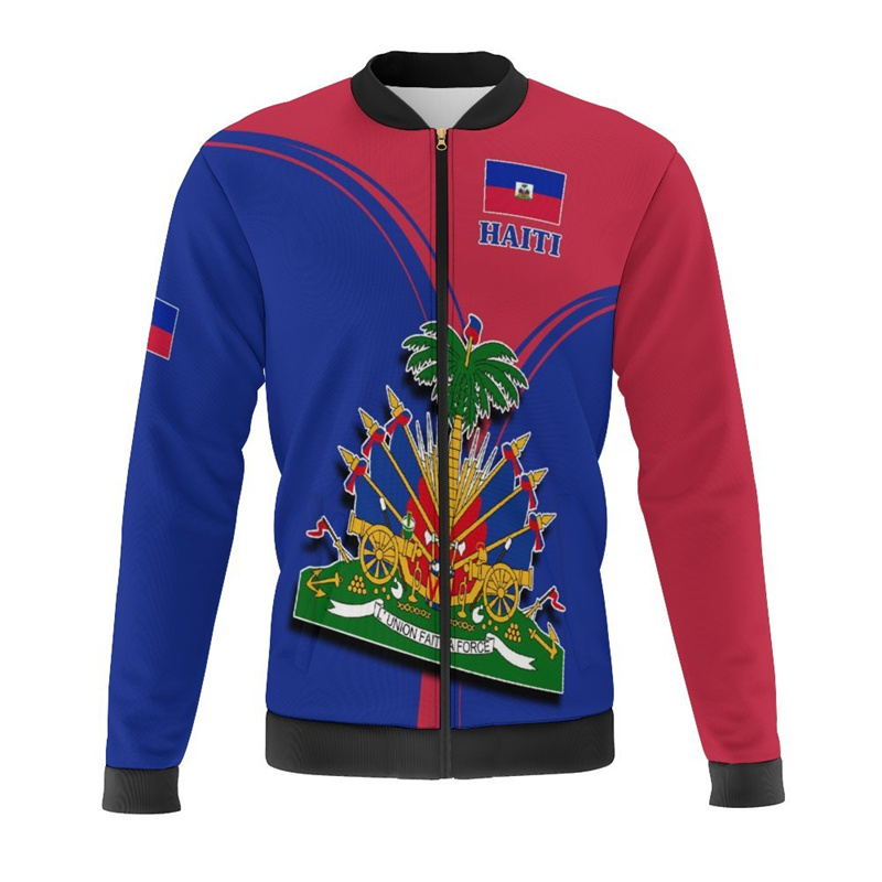 Haiti Flag Map 3d Print Jacket - Mens Fashion Bomber Jacket 评论和价格