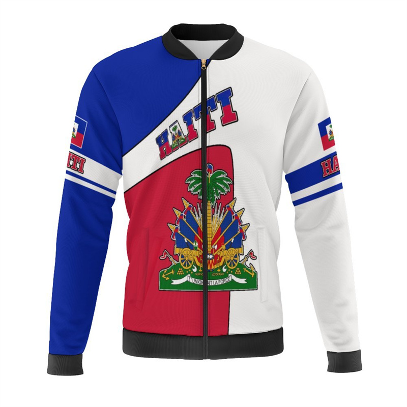 Haiti Flag Map 3d Print Jacket - Mens Fashion Bomber Jacket 评论和价格
