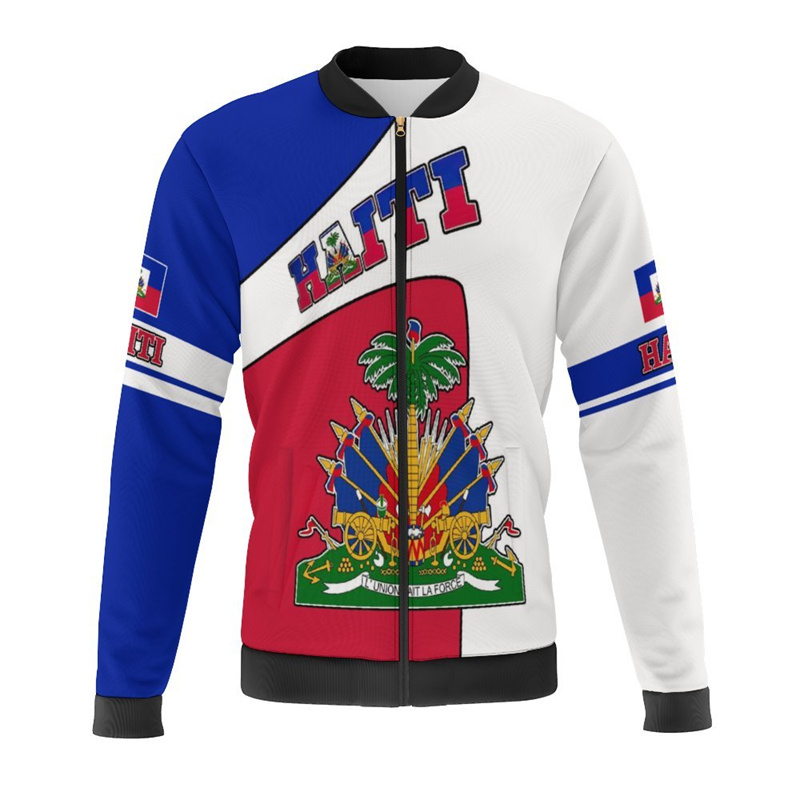Haiti Flag Map 3d Print Jacket - Mens Fashion Bomber Jacket 评论和价格