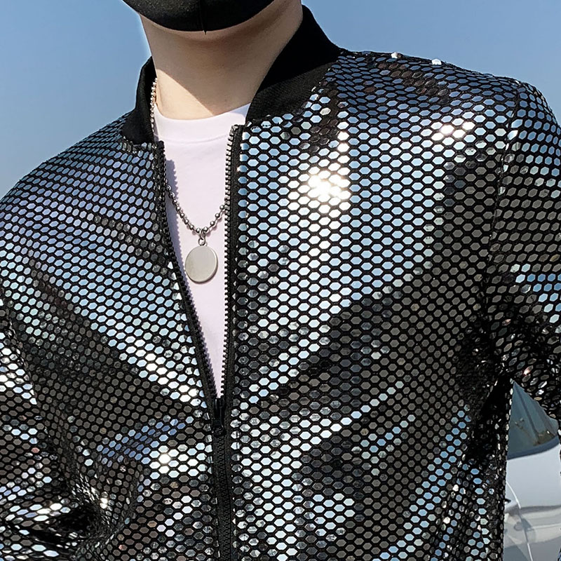 Fine Fashion Sequin Casual Men - Mens Fashion Bomber Jacket 评论和价格