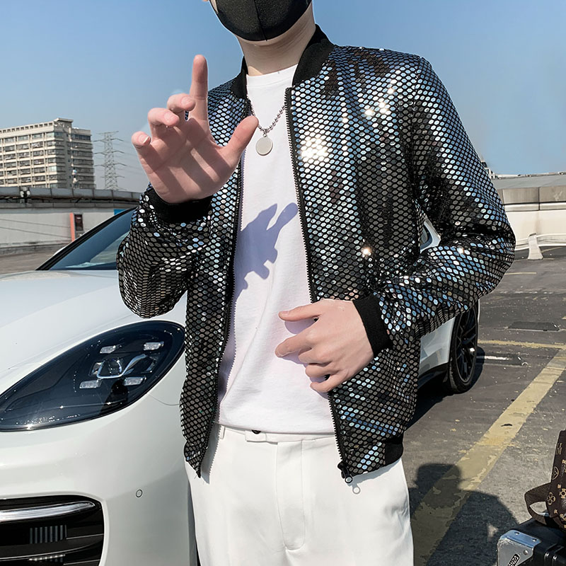 Fine Fashion Sequin Casual Men - Mens Fashion Bomber Jacket 评论和价格